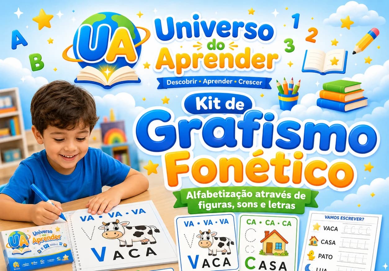 Criança realizando uma atividade do Kit de Grafismo Fonético